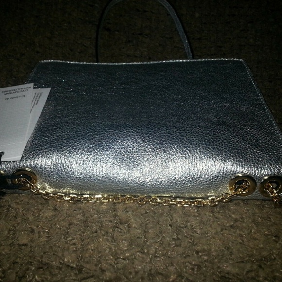 GIANNI CHIARINI-Silver Pebbled Leather-Gold Chain - Picture 3 of 7